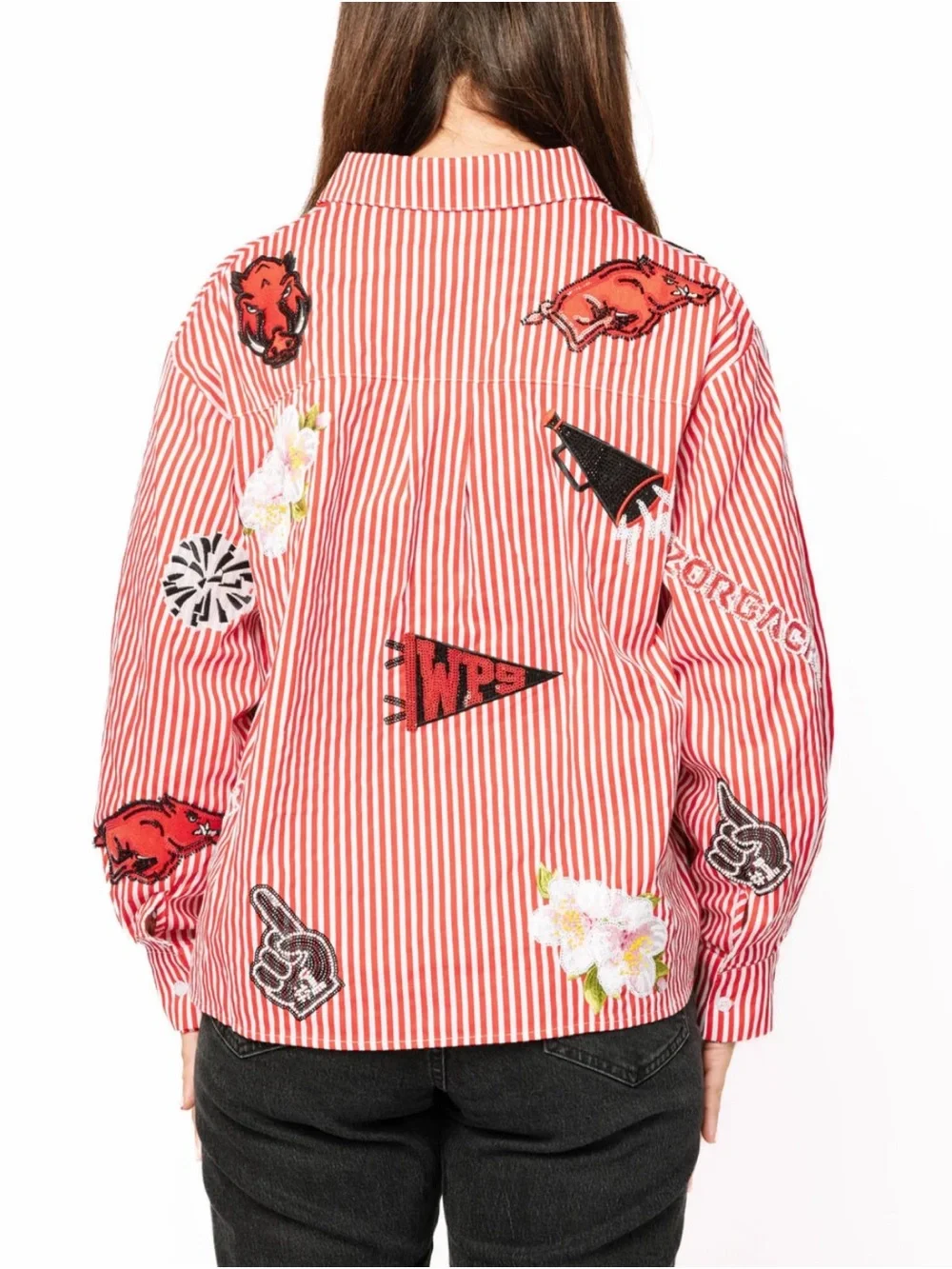 NWT (S) QOS Queen of Sparkles Licensed Arkansas Mini Icon Stripped Button Down